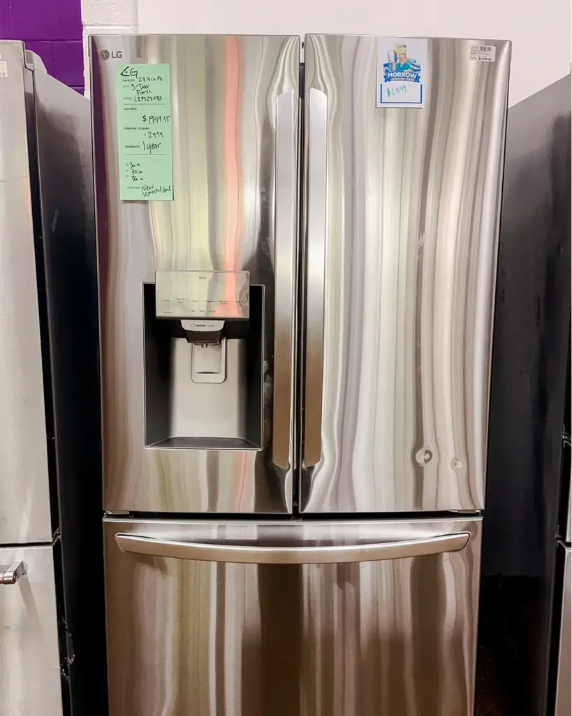 LG stainless French door refrigerator with compare price tag at Compare Deals Morrow GA