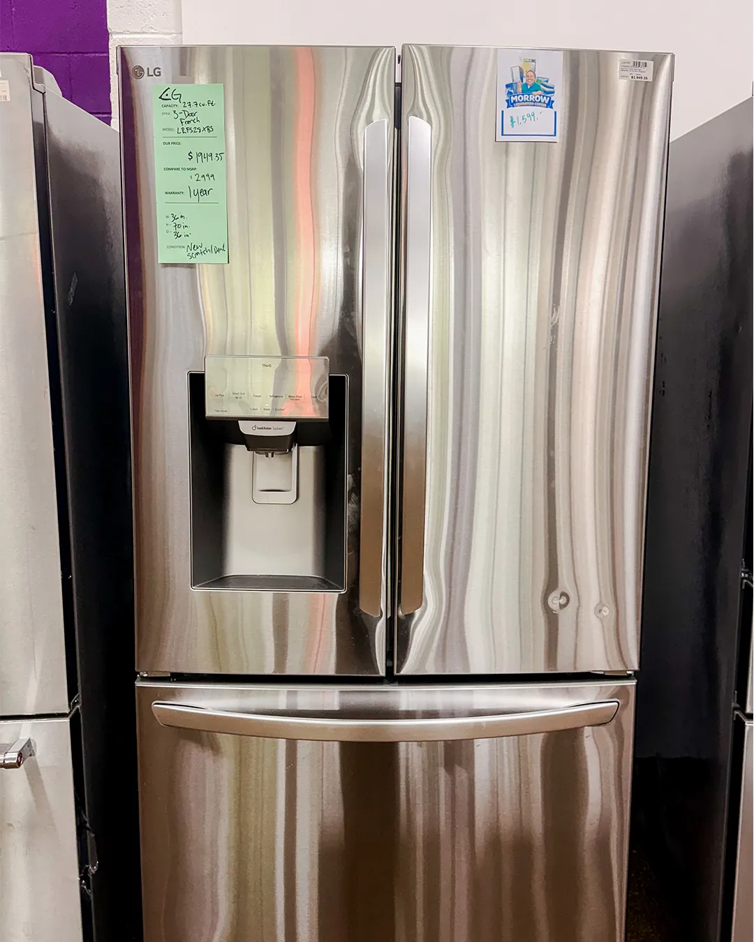 LG stainless French door refrigerator with compare price tag at Compare Deals Morrow GA